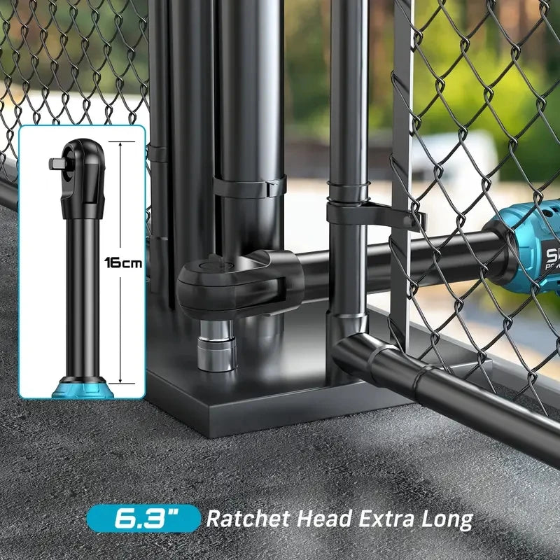 Seesii Extended Cordless Electric Ratchet Wrench With Batteries