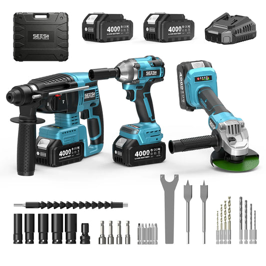 Seesii Three In One Cordless Brushless Power Tool Combo Kit