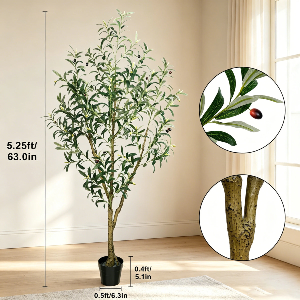 Olitree Artificial Olive Tree Faux Plant With Lifelike Fruits