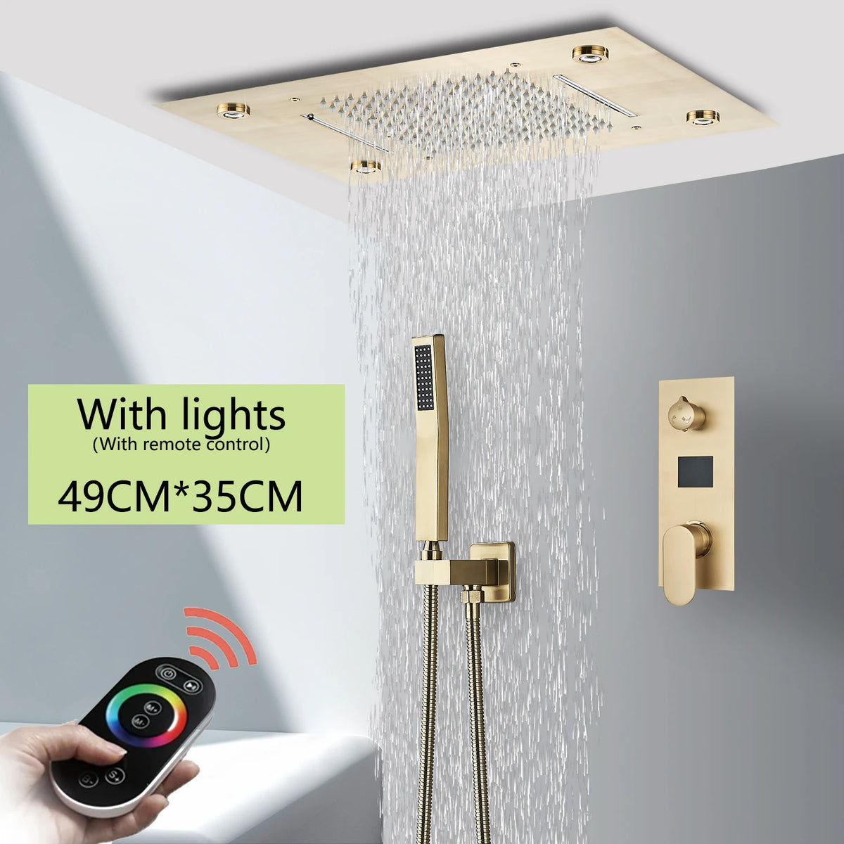 Wanmivezlo LED Rainfall Shower Head With Remote Control