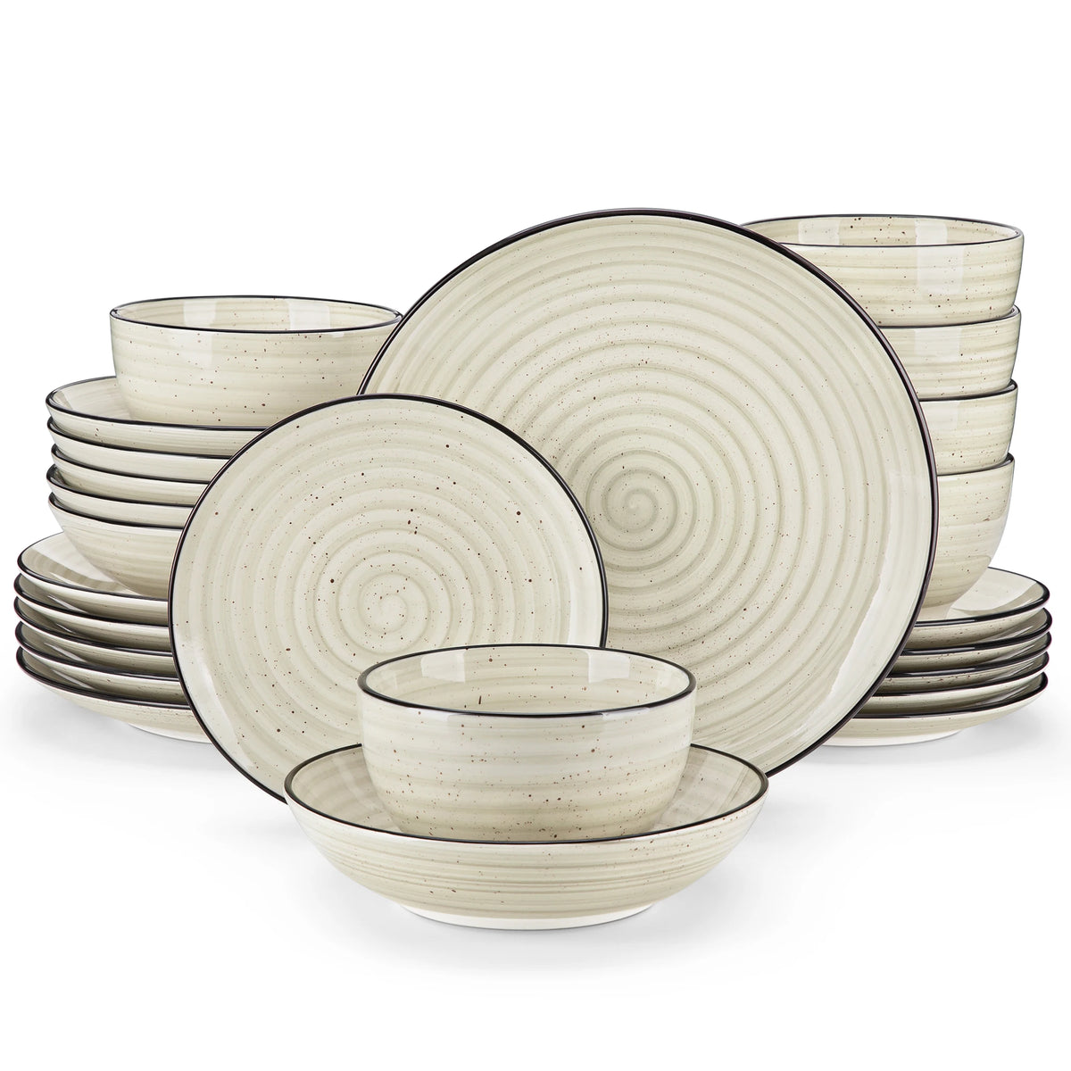MALACASA Handpainted Spiral Ceramic Dinnerware Set for Everyday Dining