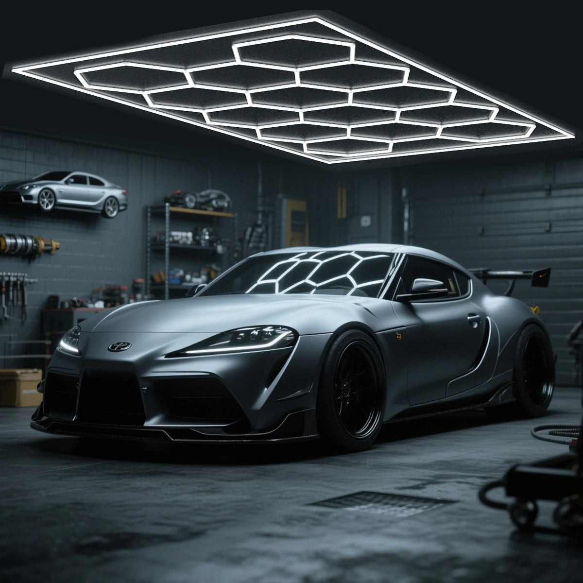 Hexagon LED Garage Ceiling Light For Auto Repair Workshops
