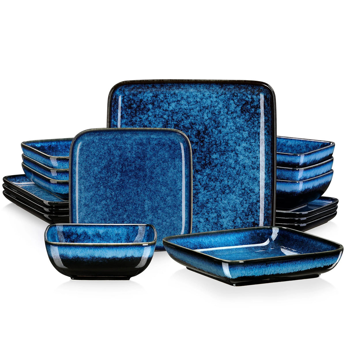 Vancasso Ceramic Square Kiln Glaze Dinnerware Set for Everyday Dining