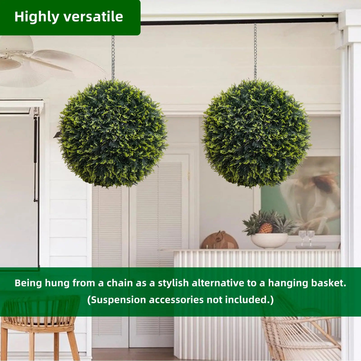 Studyset Artificial Cedar Topiary Balls Set for Outdoor Decor