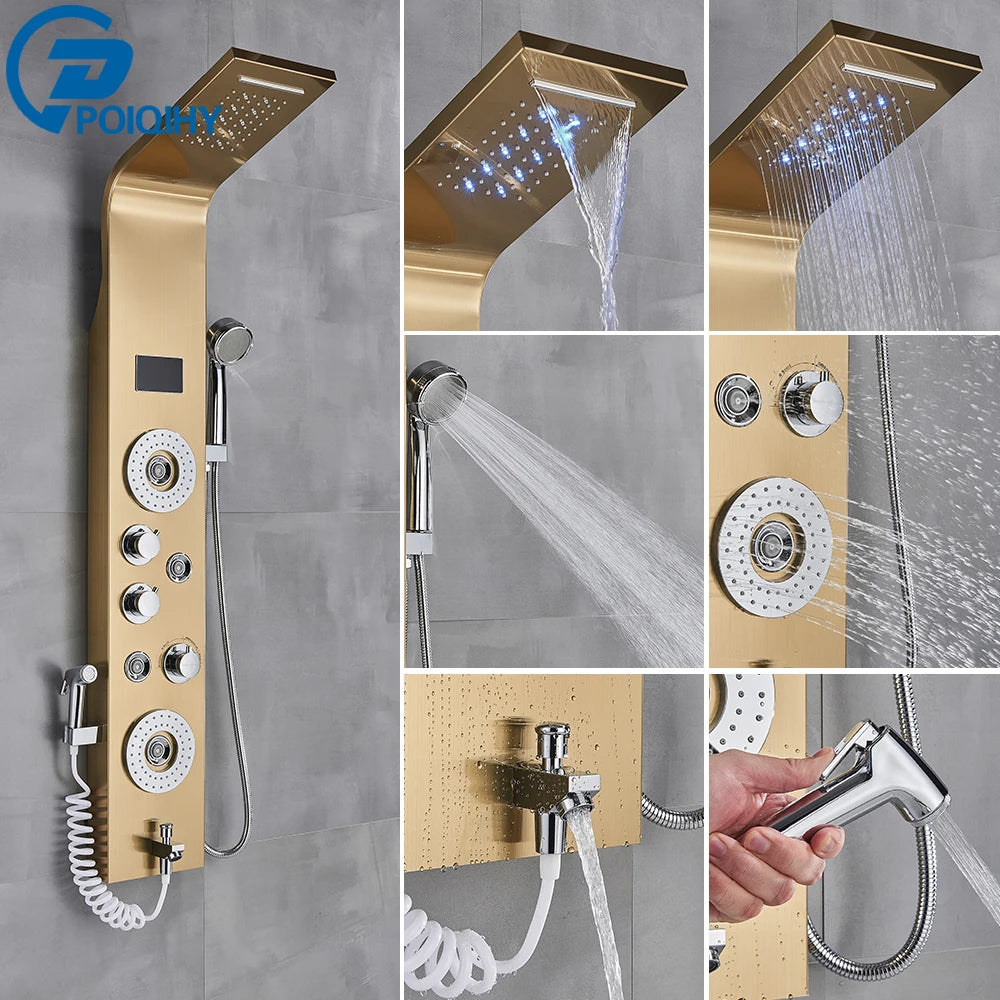 Poiqihy Bathroom Shower System With Mixer Faucet And Handshower