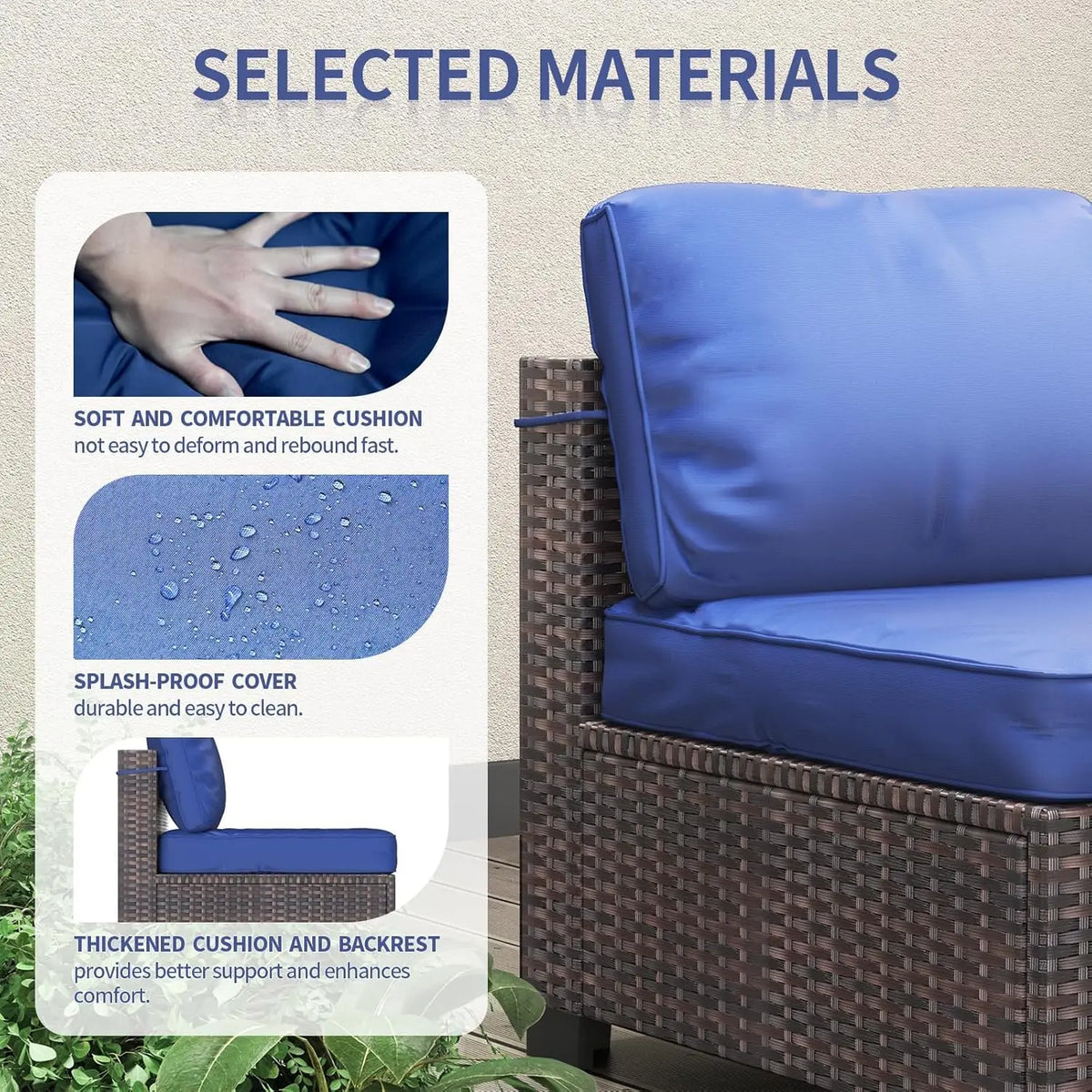HiMISS Modular PE Rattan Outdoor Sectional Conversation Sofa Set for Garden