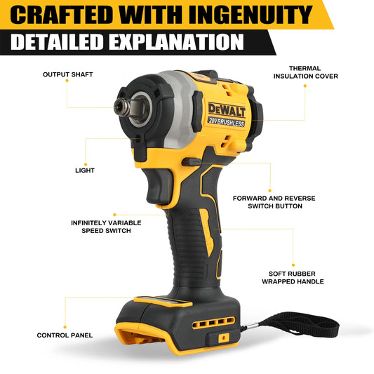 DeWalt DCF850 Brushless Cordless Three Speed Impact Driver for Fastening Tools