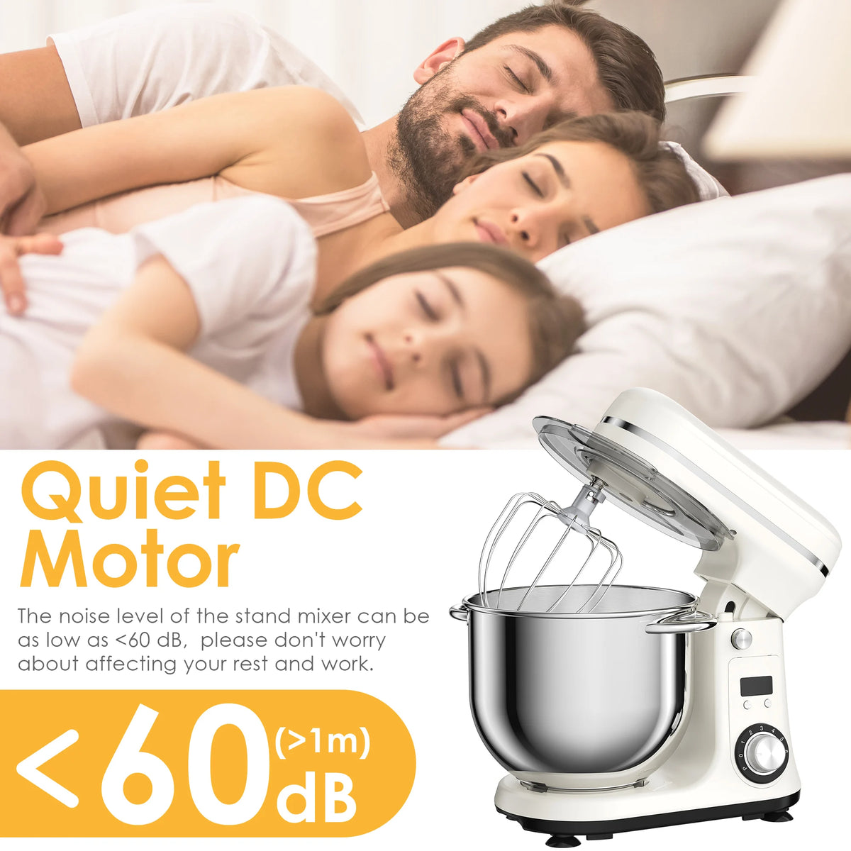 BioloMix Stand Mixer With Dough Hook Whisk And Tilt Head