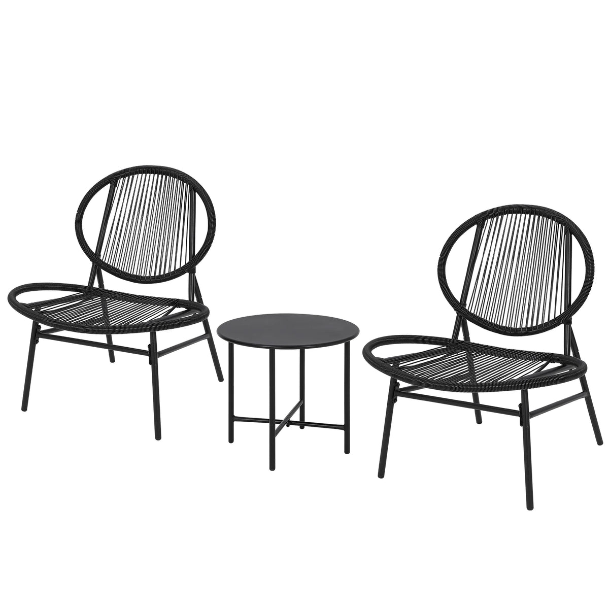 Modern Acapulco Outdoor Bistro Set With Woven Rattan Chairs