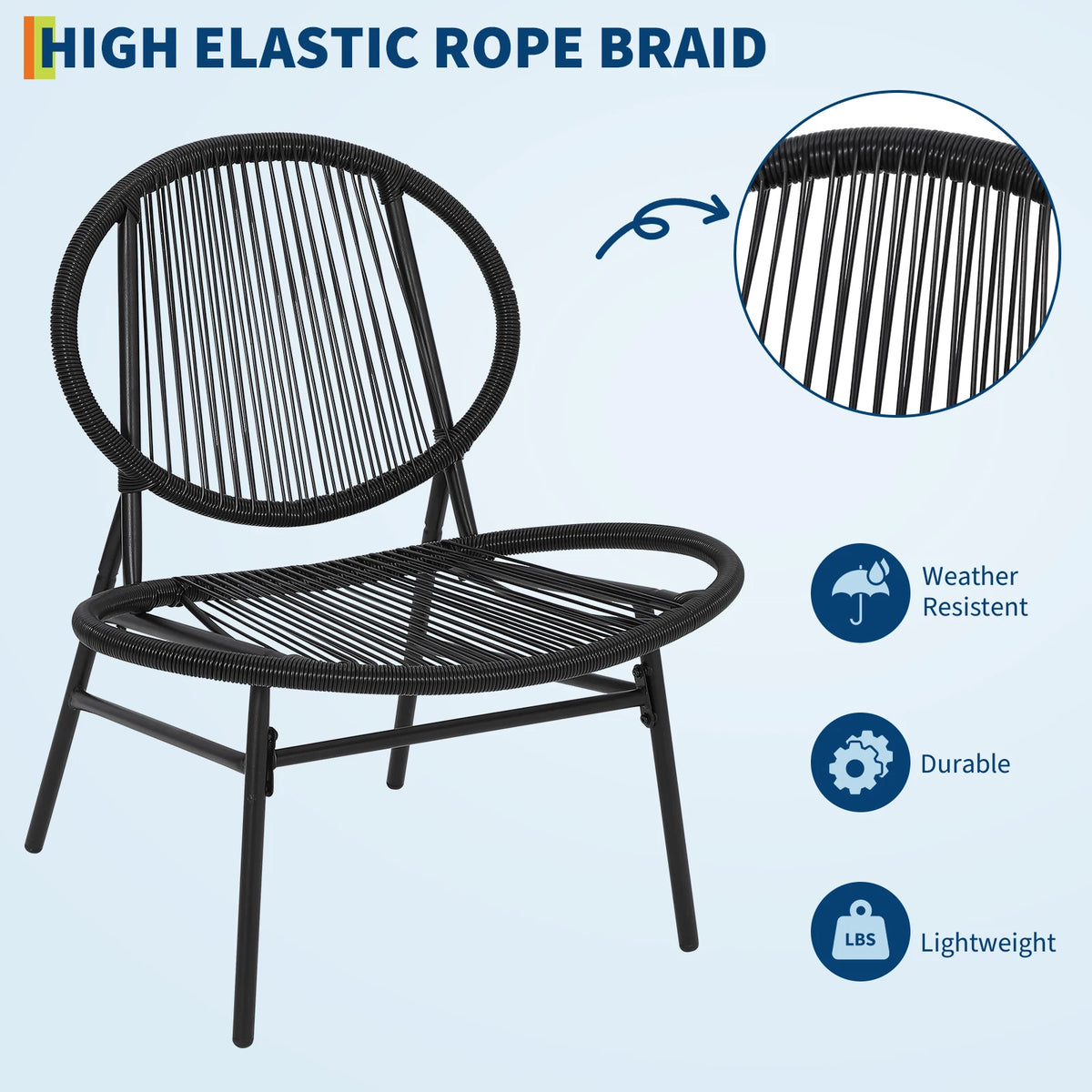 Modern Acapulco Outdoor Bistro Set With Woven Rattan Chairs