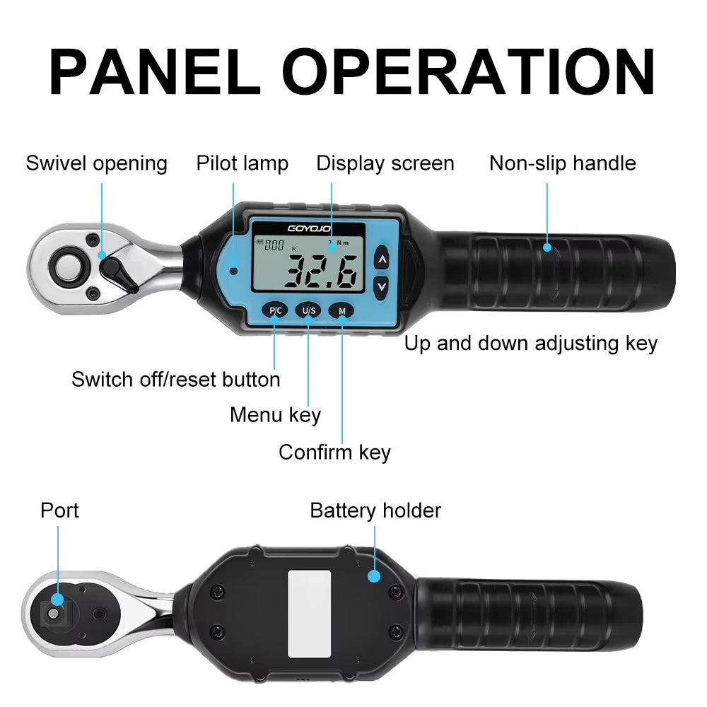GOYOJO Digital Torque Wrench With LED Alerts For Precise Fastening