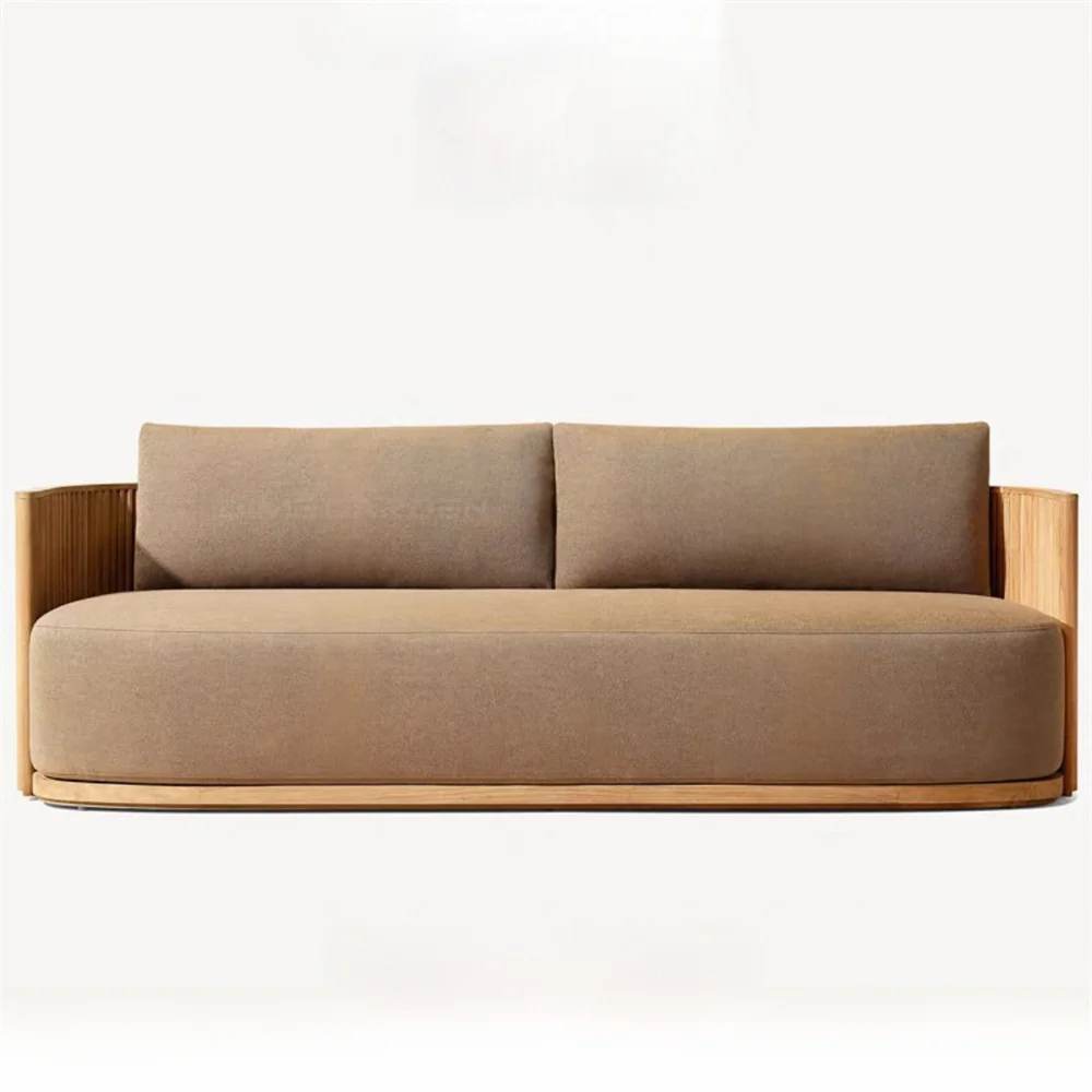 Outdoor Teak Patio Sectional Sofa Set With Waterproof Cushions