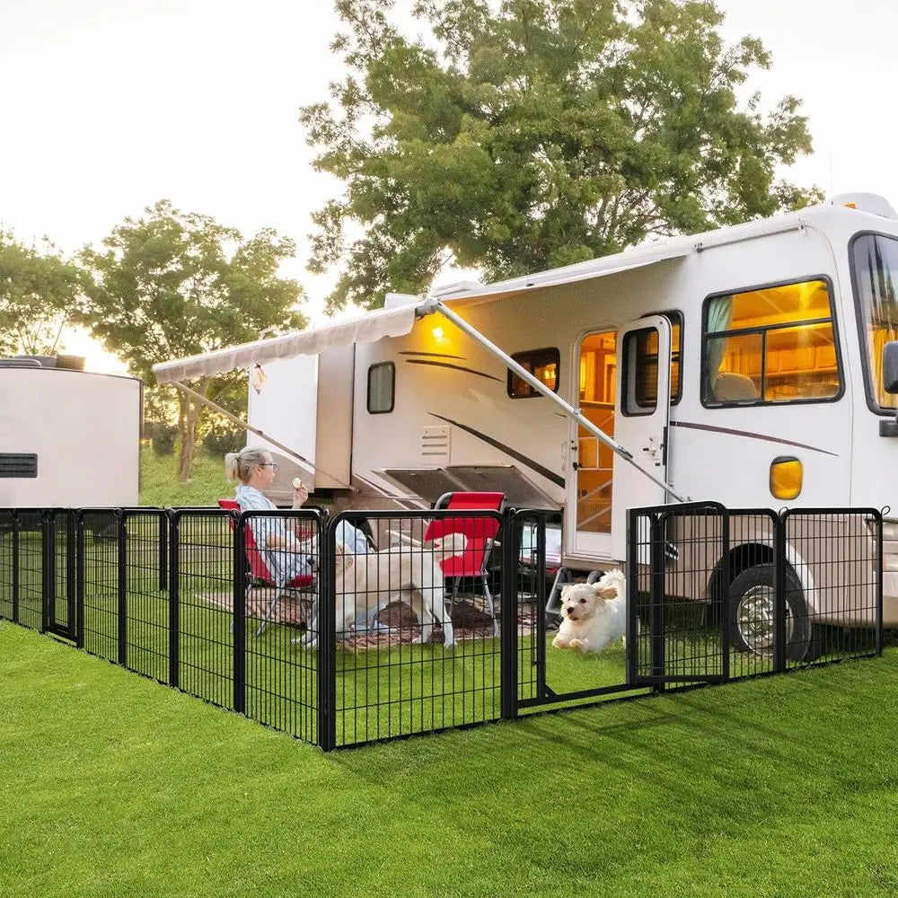 Metal Dog Playpen with Secure Door for Indoor Outdoor Use