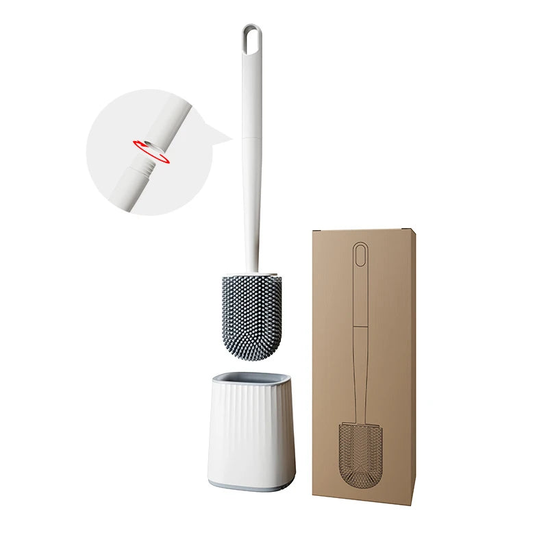 BRUSHZAZA Silicone Toilet Brush And Holder Set For Bathroom Cleaning