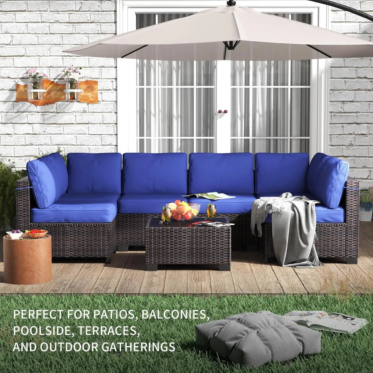 HiMISS Modular PE Rattan Outdoor Sectional Conversation Sofa Set for Garden