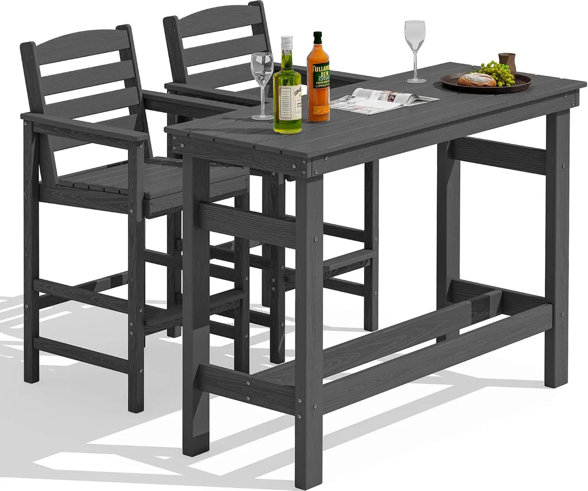 Outdoor Adirondack Bar Set With Patio Table And Chairs