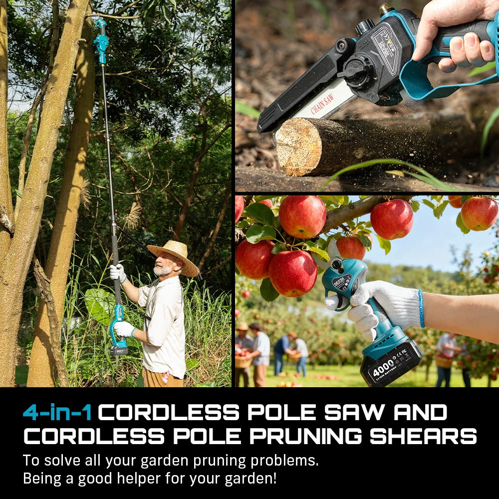 SEESII Brushless Cordless Pruning Shears Chainsaw Telescopic Pole Tool