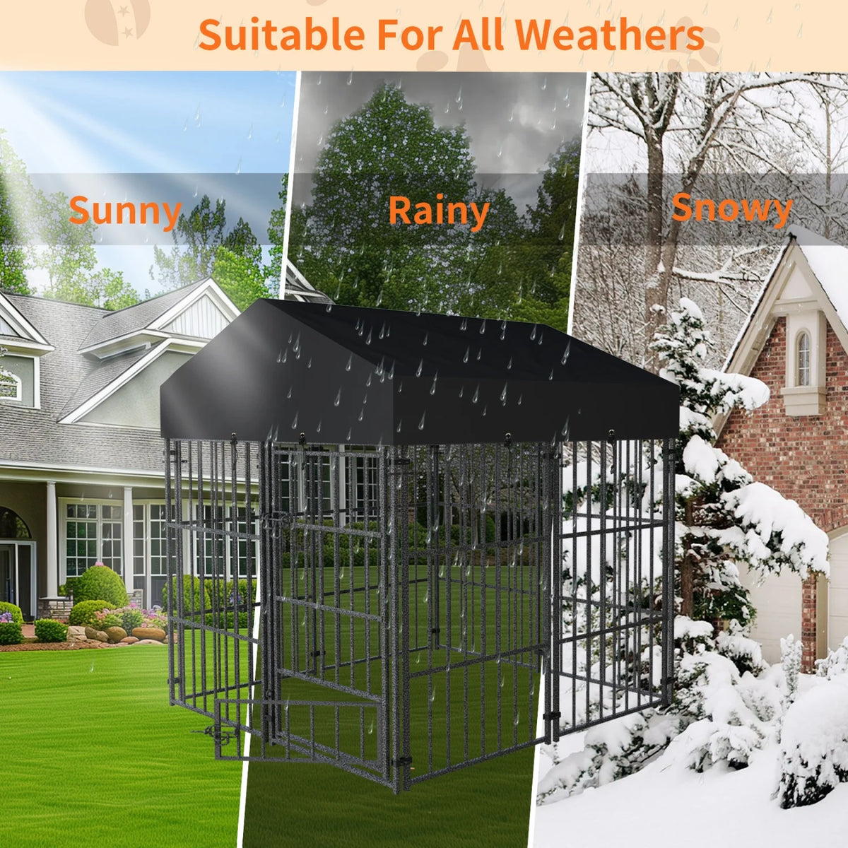Heavy Duty Metal Dog Kennel With Roof Outdoor Playpen