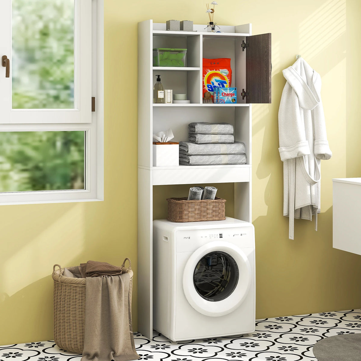 HOMASIS Over The Toilet Bathroom Storage Cabinet With Open Shelves