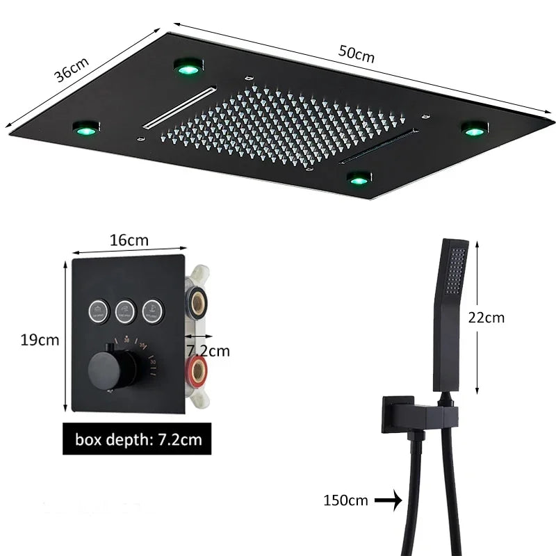 Wanmivezlo LED Rainfall Shower Head With Remote Control