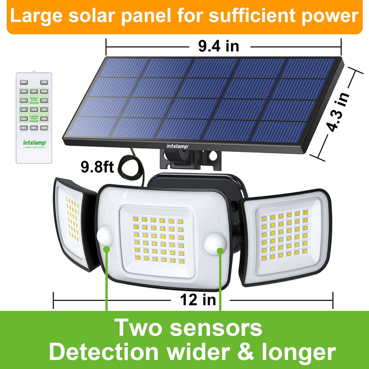 Intelamp Outdoor Solar LED Wall Light With Motion Sensors