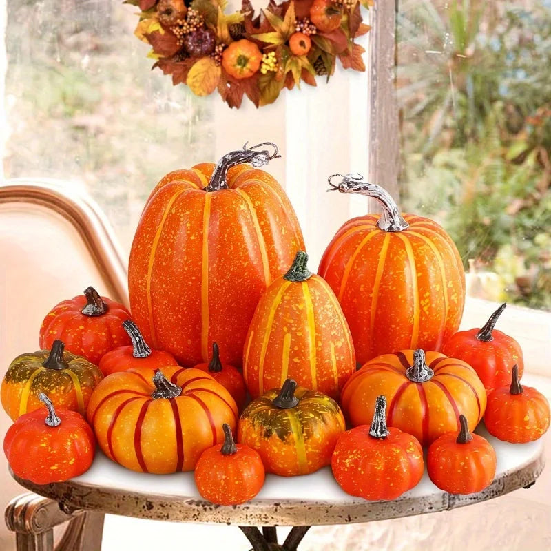 Artificial Pumpkin Harvest Decor For Halloween And Autumn Home Displays