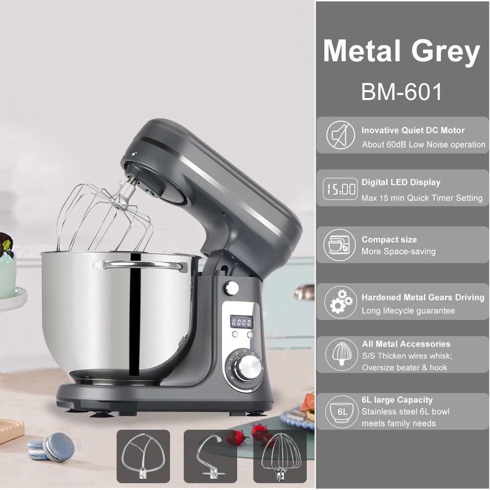 BioloMix Kitchen Stand Mixer With Dough Hook And Whisk