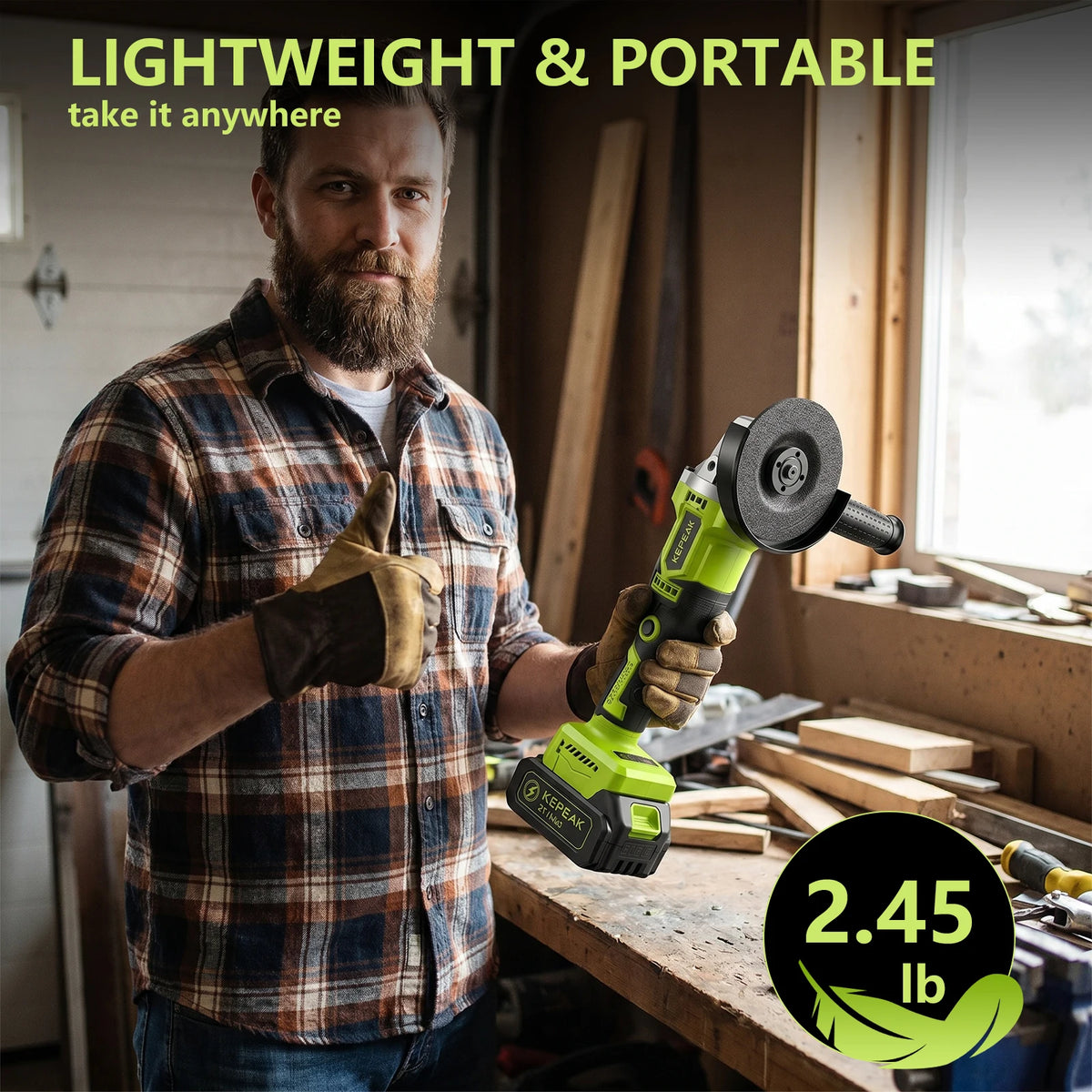 Cordless Brushless Angle Grinder With Three Speed Control