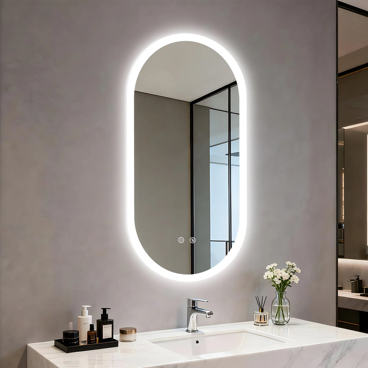 BORWART Smart Oval LED Bathroom Mirror With Anti Fog Lighting