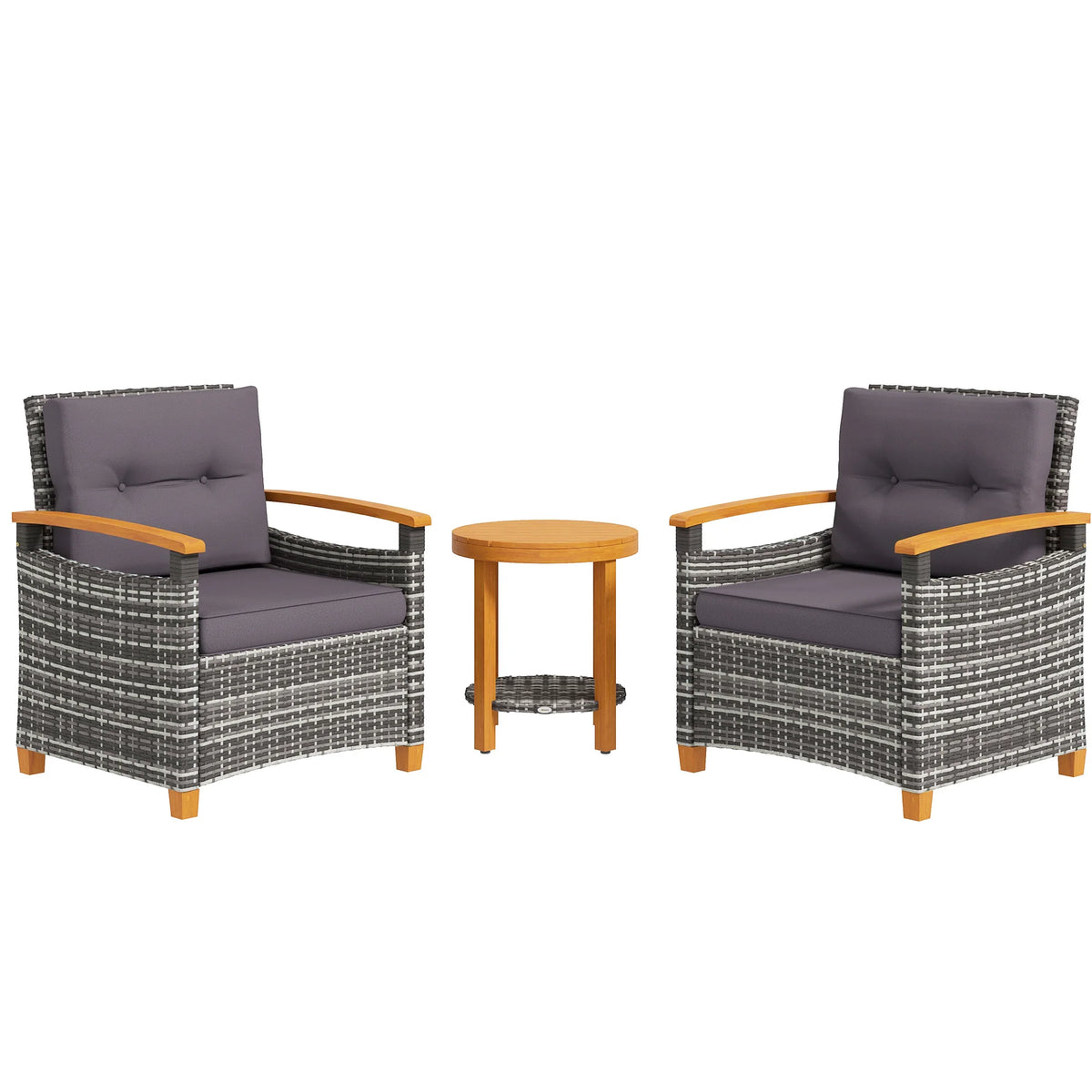 Outsunny Wicker Patio Bistro Set With Cushions For Outdoor Relaxing