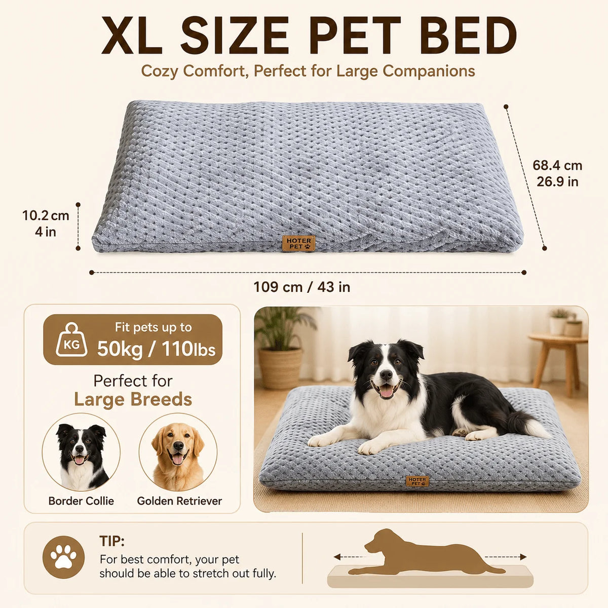 BOFNL Comfortable Thickened Dog Bed Mat for Cozy Pet Bedding