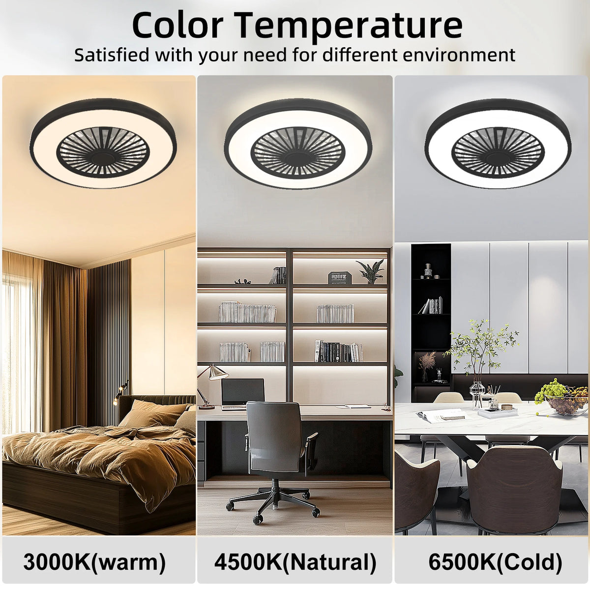 Silent Ceiling Fan With Light Remote Control Reversible Motor