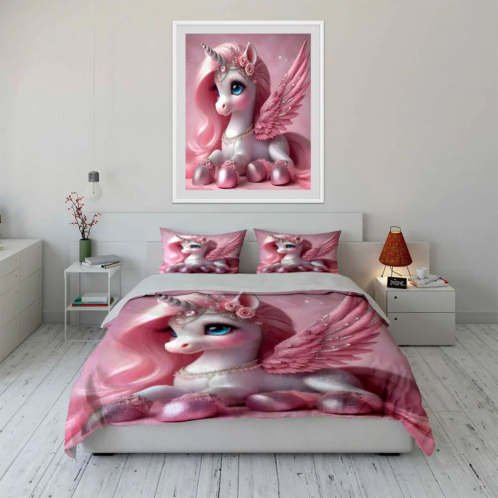 "Unicorn Pink Decor Set" Multiple sizes kid's and adults' bedroom Exquisite 3PC bedding set, gift