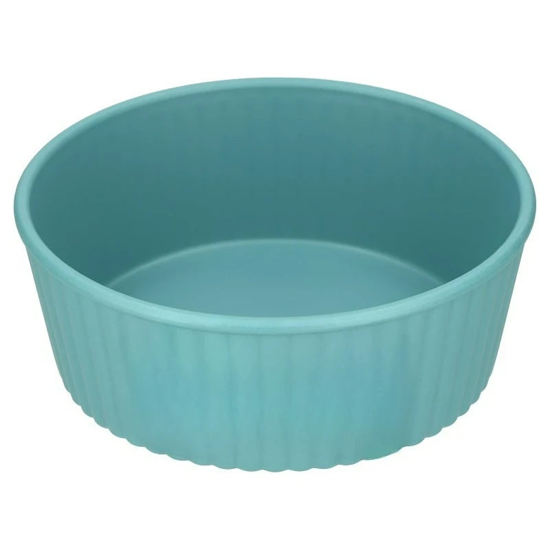 Round Plastic Pet Feeding Bowl With Embossed Woof Design