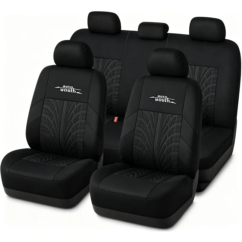 AUTOYOUTH Embroidered Tire Track Universal Car Seat Covers