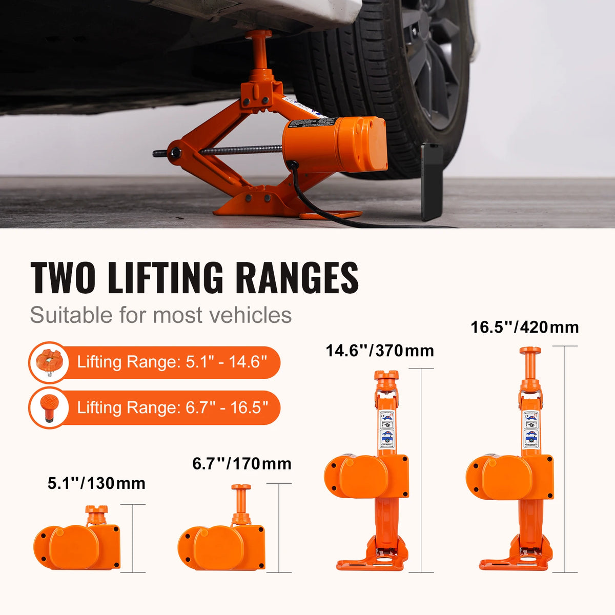 SucceBuy Electric Hydraulic Car Jack Kit for Roadside Tire Changes