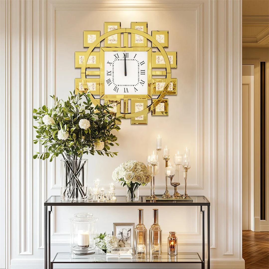 Decorative Crystal Inlay Wall Clock Battery Operated