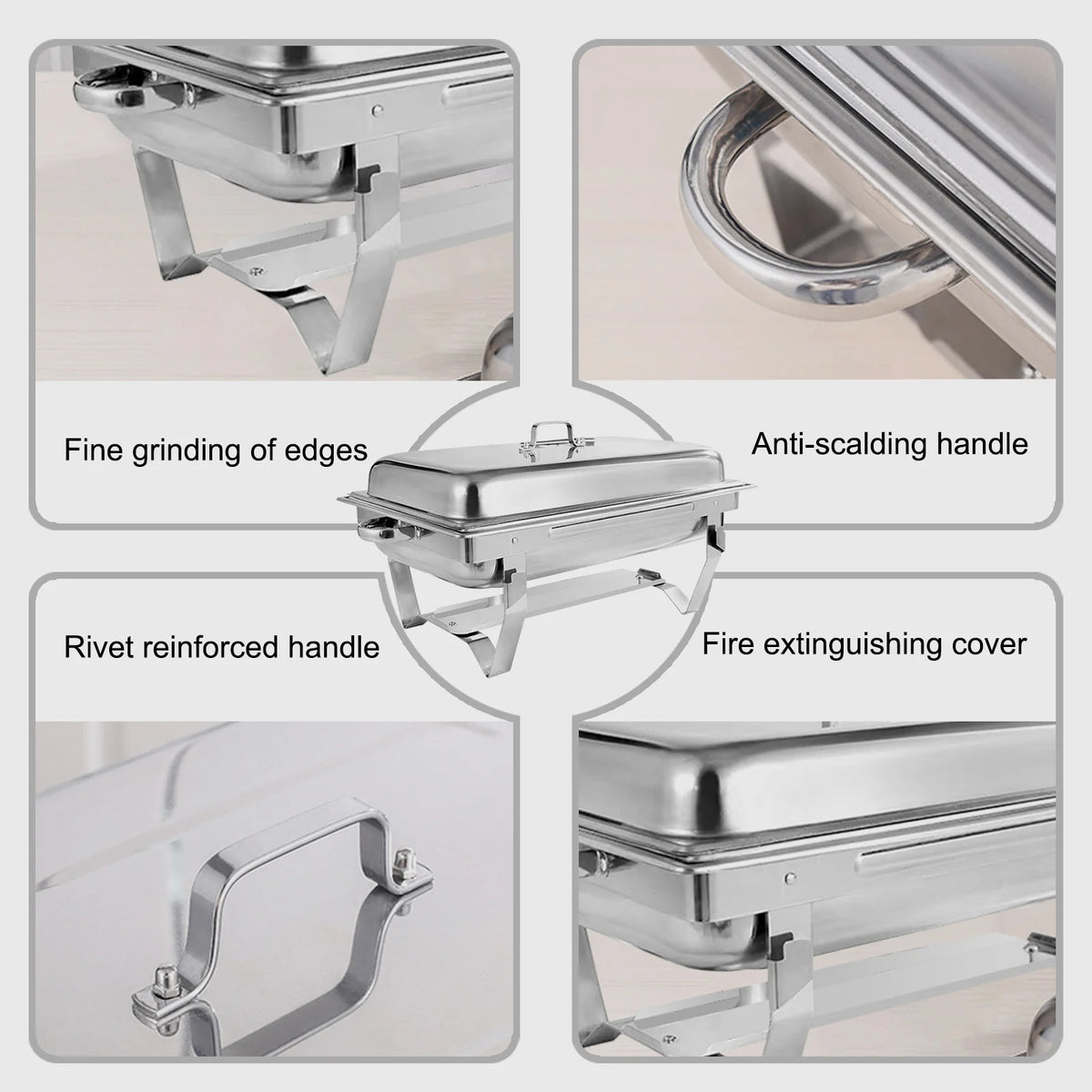 Stainless Steel Chafing Dish Buffet Server With Food Warmer and Fuel Holder