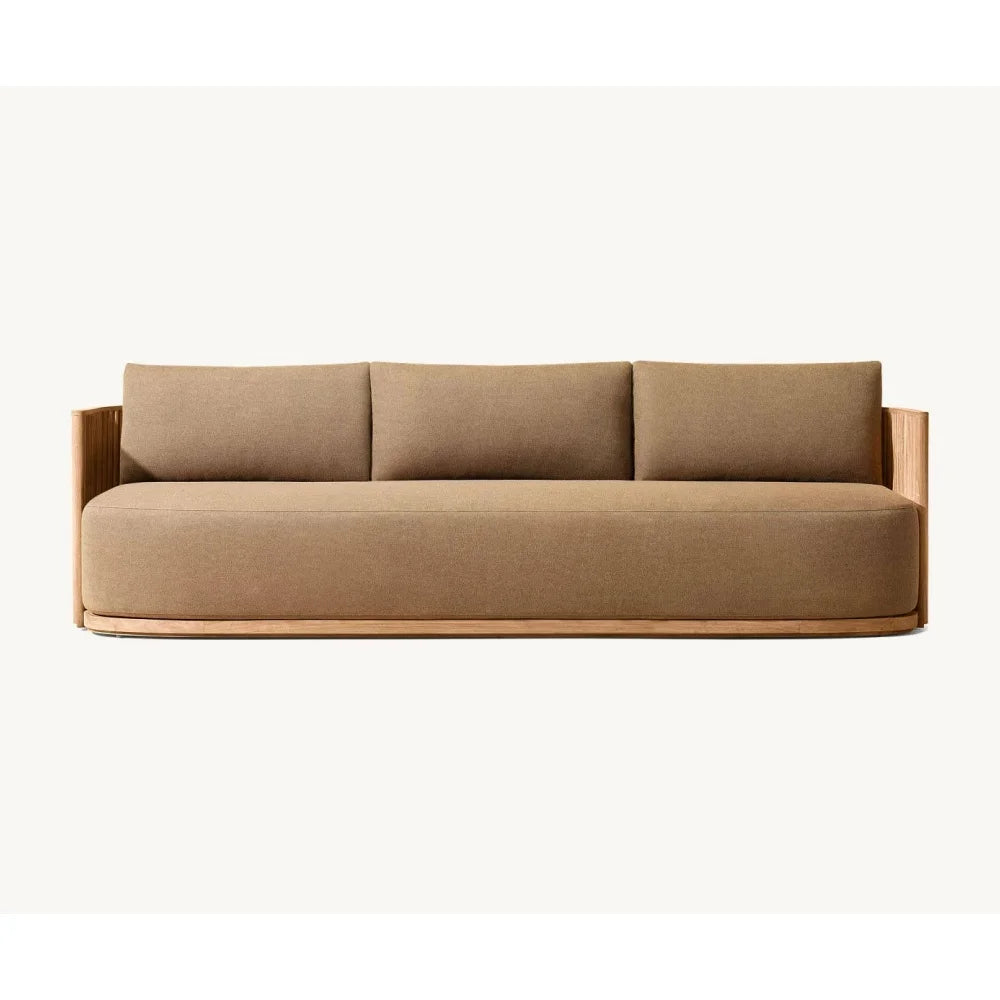 Outdoor Teak Patio Sectional Sofa Set With Waterproof Cushions