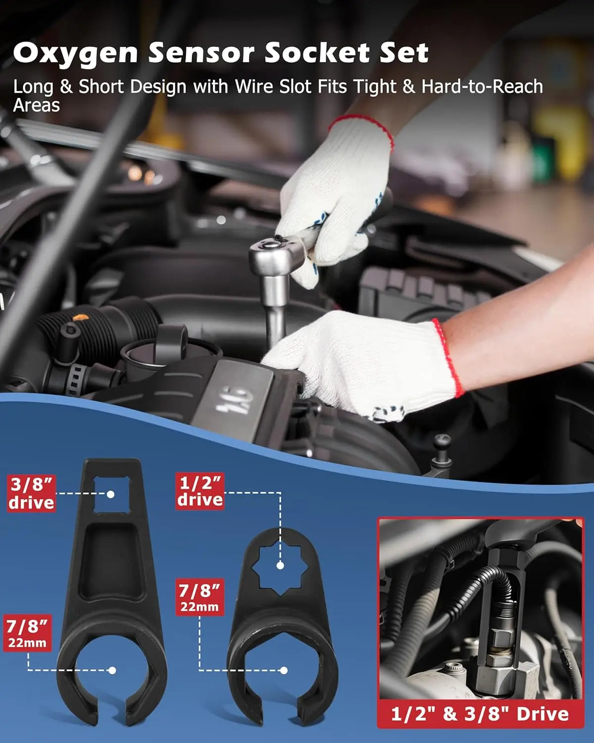 Universal Oxygen Sensor Socket Set for Automotive Removal and Installation