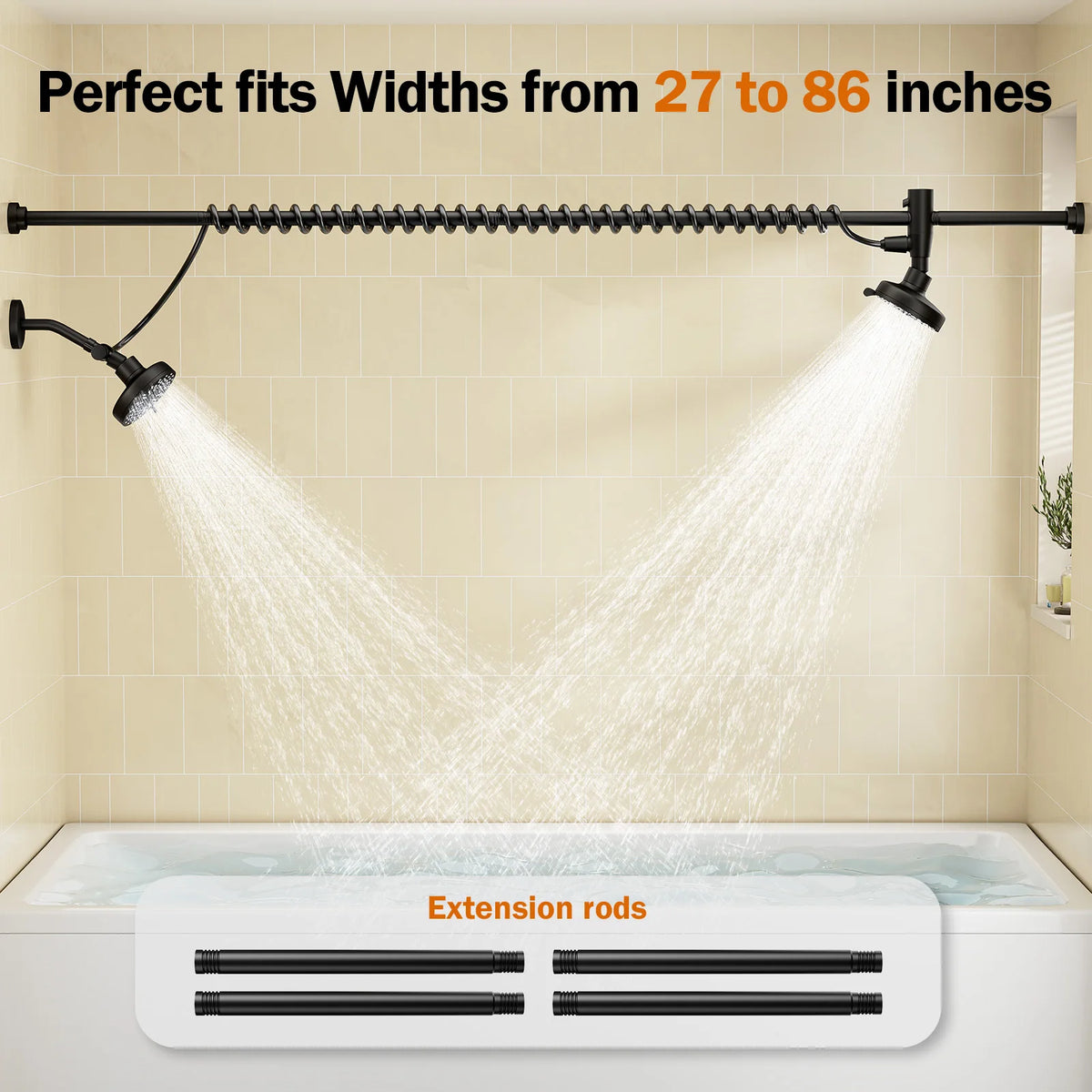 Adjustable Dual Shower Head for Couples with High Pressure Spray