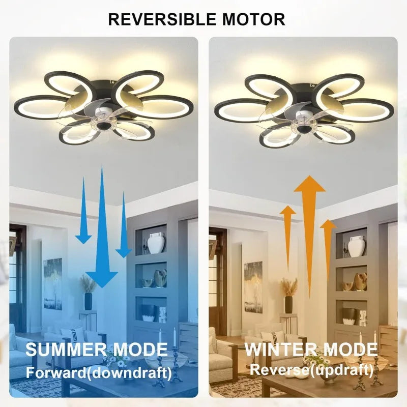 Dimmable Ceiling Fan Light With Reversible Motor And Remote Control
