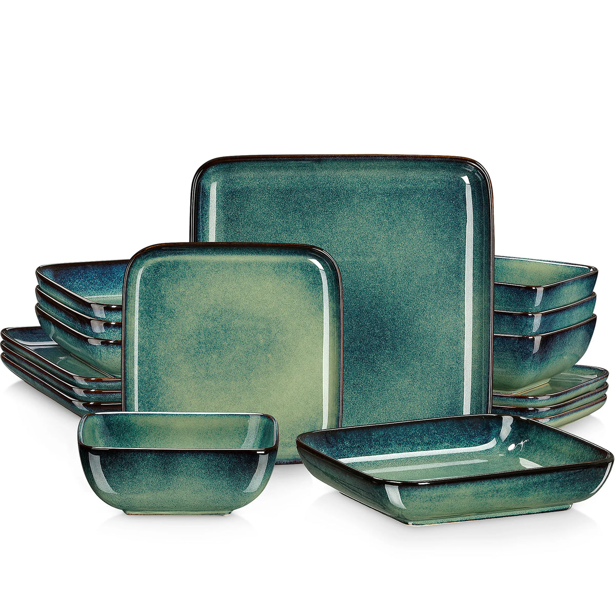 Vancasso Ceramic Square Kiln Glaze Dinnerware Set for Everyday Dining