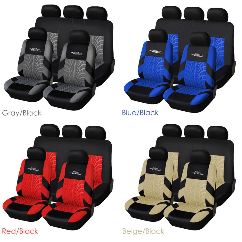 AUTOYOUTH Embroidered Tire Track Universal Car Seat Covers
