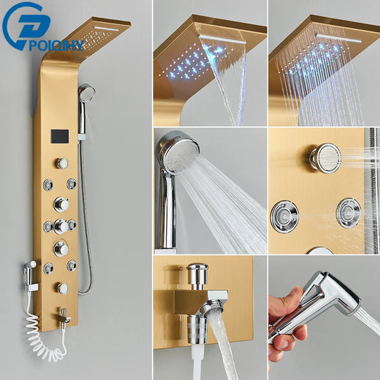 Poiqihy Bathroom Shower System With Mixer Faucet And Handshower