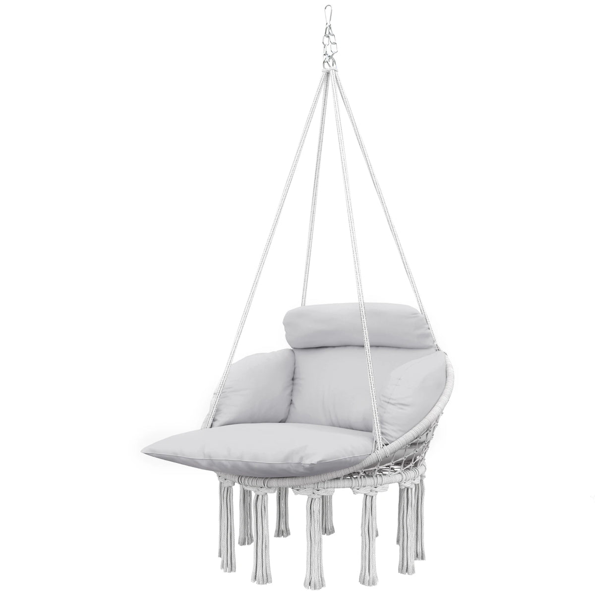 Outsunny Macrame Hanging Hammock Chair With Plush Cushion