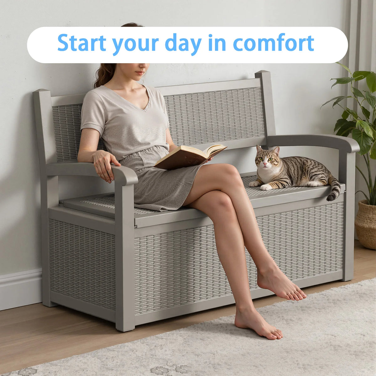 Weatherproof Outdoor Storage Bench With Resin Patio Storage Box