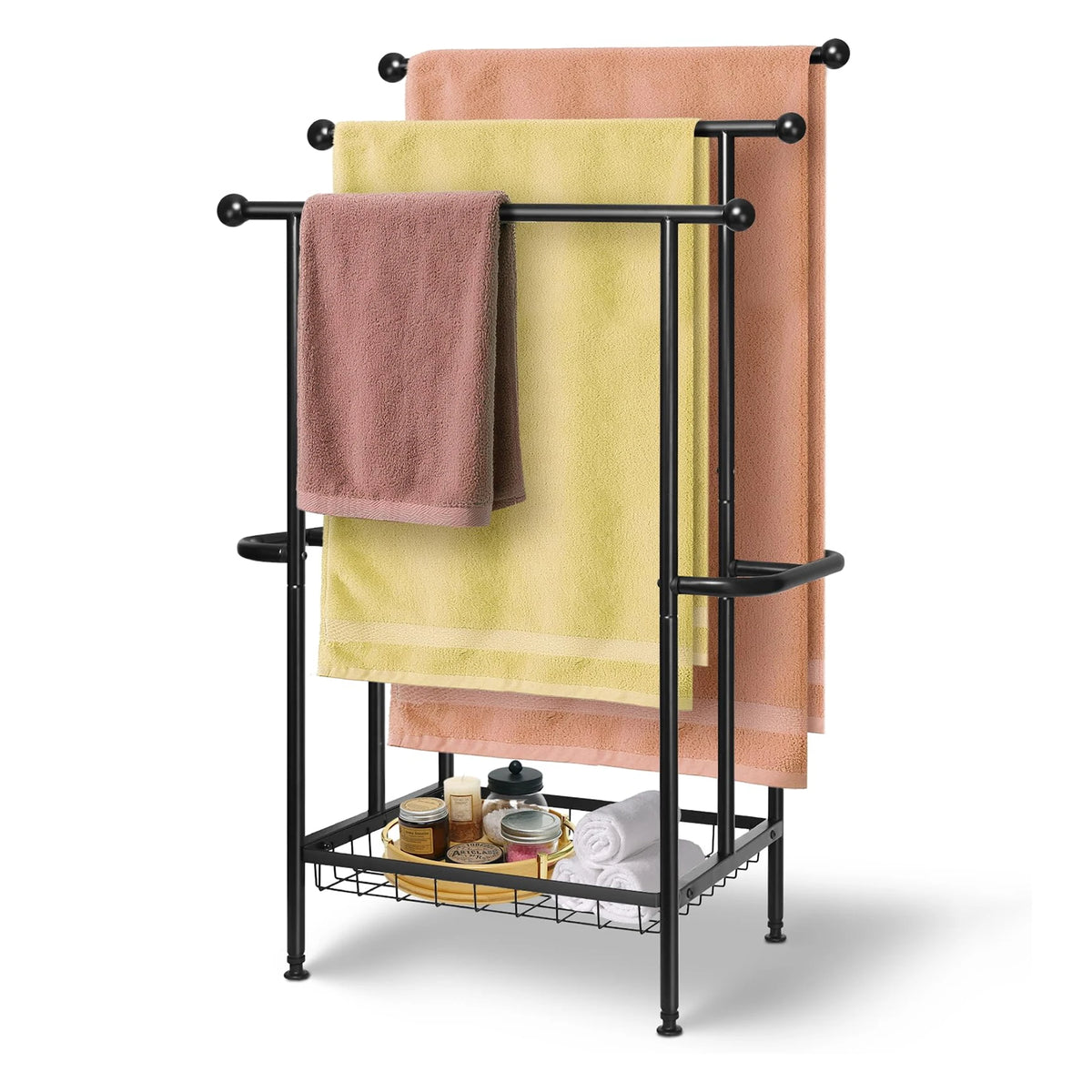 Three Tier Stainless Steel Dual T Shaped Freestanding Towel Rack