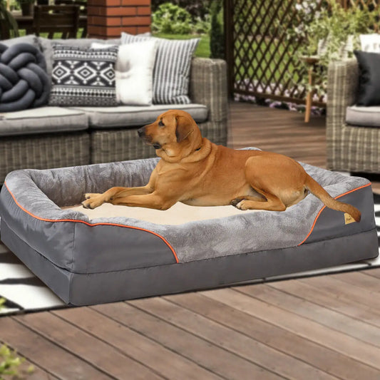 BINGOPAW Orthopedic Dog Bed With Soft Cotton Bolster And Cover