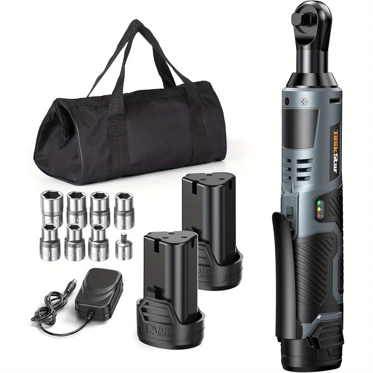 Taskstar Cordless Electric Ratchet Wrench Kit With Sockets And Batteries